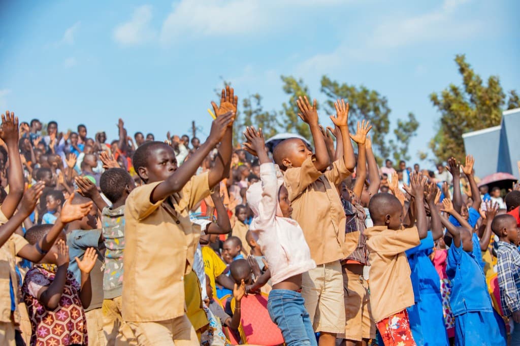 Children celebrating together in Rwanda